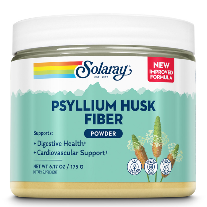 SOLARAY Psyllium Husk Powder - Psyllium Fiber Supplement for Digestive Health and Heart Support - 3 g of Soluble Fiber - Gluten Free, Made Without Soy, 60-Day Guarantee - 50 Servings, 6.17 OZ