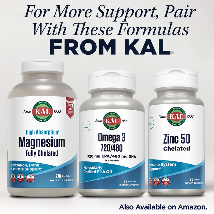 KAL Omega 3 Fish Oil 2,400 mg - 720/480 EPA DHA Supplements - Eye, Brain, and Joint Support Supplement - Molecularly Distilled and Lab Verified - 60-Day Guarantee - 30 Servings, 60 Softgels