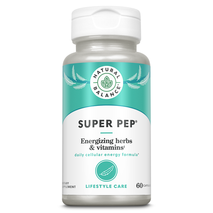 Natural Balance Super Pep | All Day Herbal Energy Supplement | With Eleuthero, Kola Nut, Gotu Kola, B-Vitamins & Chromium | 60 Capsules, 30 Servings