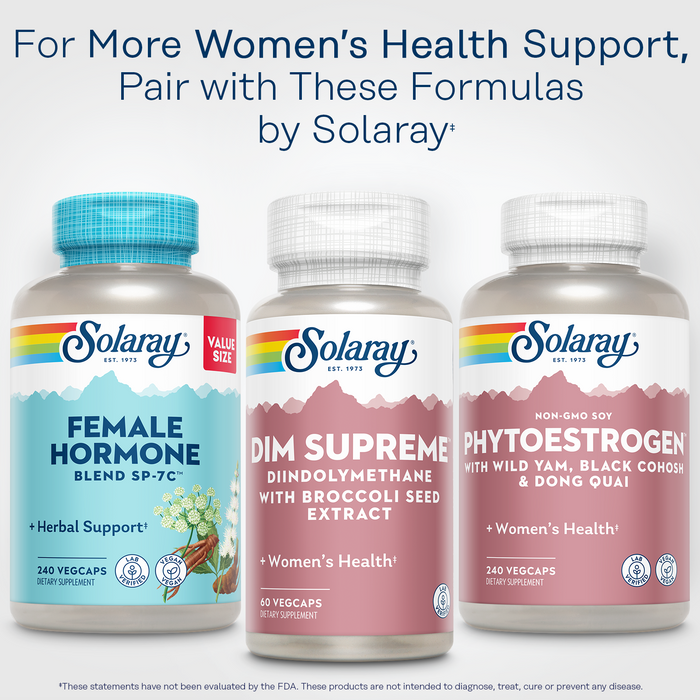 SOLARAY DIM Supreme - DIM Supplement 100mg - Diindolylmethane DIM Complex with Broccoli Seed Extract and Bioflavonoids - Women's Health and Balance Support - 60-Day Guarantee - 60 Servings, 60 VegCaps