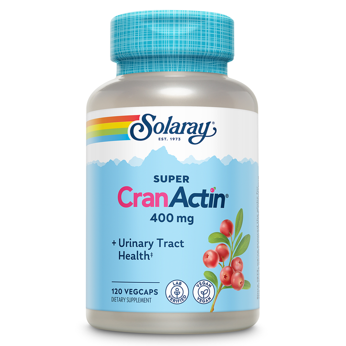 SOLARAY Super CranActin 400mg Cranberry Supplement, Supports Urinary Tract Health for Women and Men - Cranberry Pills w/ Uva Ursi, Vitamin C, Herbal Blend, Vegan, 60-Day Guarantee, 60 Serv, 60 VegCaps