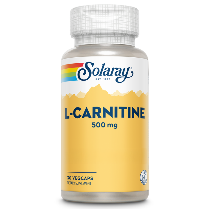 Solaray L-Carnitine 500 mg, Free Form Amino Acid, Lab Verified, GMP Facility, 60-Day Money-Back Guarantee, 30 Servings, 30 VegCaps