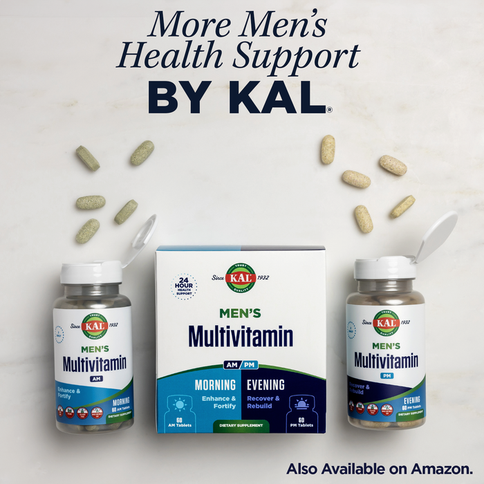 KAL Virility for Men, Men's Wellness Formula for Energy and Stamina, Prostate Support, with B Vitamins, Tribulus Terrestris, Saw Palmetto, 60-Day Guarantee, 30 Serv, 60 Tablets