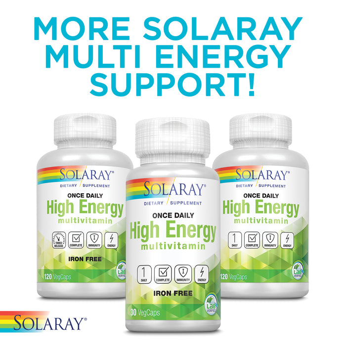 Solaray Twice Daily Multi Energy Multivitamin, Iron Free | Complete Multi for Immune & Energy Support | Non-GMO | 120ct