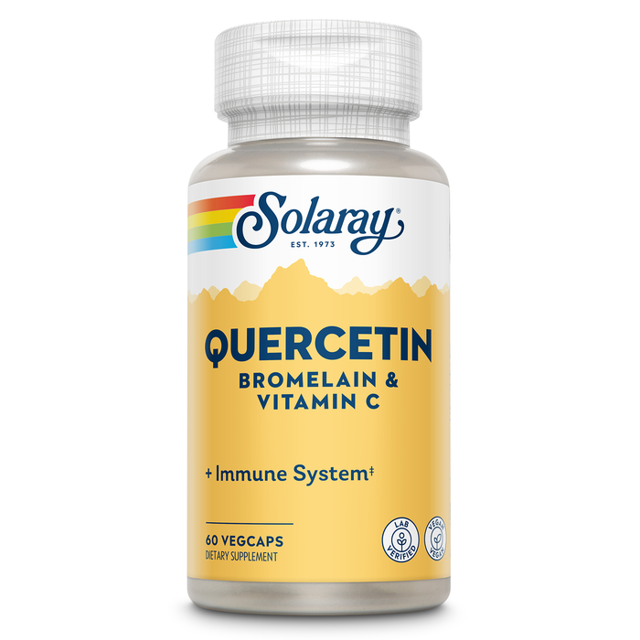 SOLARAY Quercetin with Bromelain and Vitamin C - Immune Support Supplement - Antioxidant and Heart Health Complex with Quercetin 500mg and 1235mg Vit C - Vegan, 60-Day Guarantee, 75 Serv, 150 VegCaps (60 CT, 20 Serv)