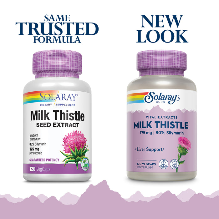 Solaray Milk Thistle Seed Extract 175mg Antioxidant Intended to Help Support a Normal, Healthy Liver Non-GMO & Vegan 120 VegCaps