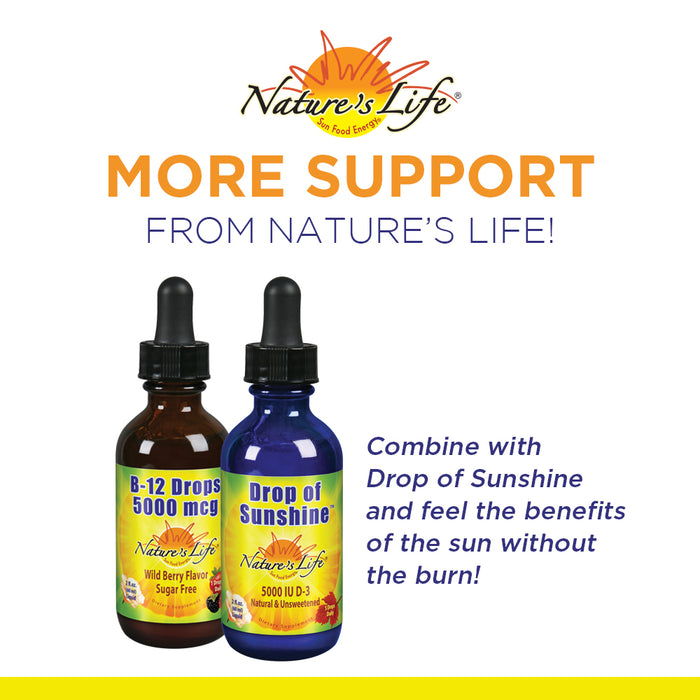 NATURE'S LIFE B12 Drops 5000 mcg - Vitamin B12 Methylcobalamin - Liquid B12 Supplement for Energy Metabolism, Nerve Function and Red Blood Cell Support  Natural Mixed Berry, Sugar Free