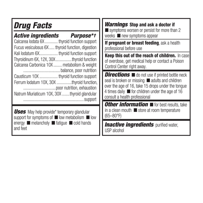 NaturalCare Thyroid Support Homeopathic Drops | May Help Temporarily Relieve Low Energy & Metabolism, Melancholy & Restlessness | Unflavored | 1 fl oz