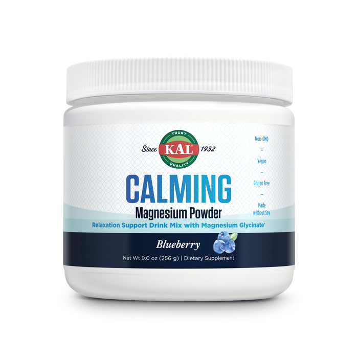 KAL Calming Magnesium Powder - Blueberry Flavor Magnesium Supplement - High Absorption, Relaxation Support, No Added Sugar, Vegan, Gluten Free, Made Without Soy - 40 Servings, 9 oz