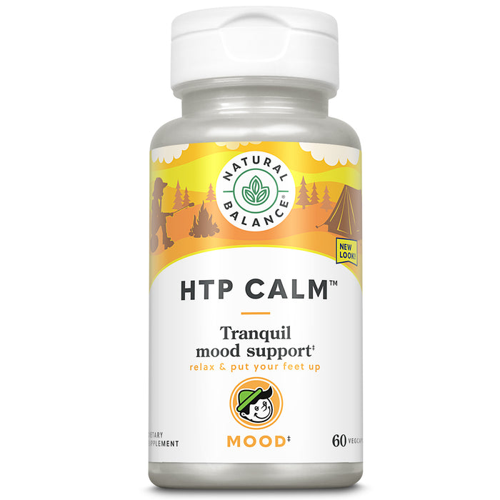 Natural Balance HTP Calm | Herbal Supplement Helps Support Mood, Relaxation & Stress | Vitamin B-6, Kava Kava & St. Johns Wort | 60 Caps