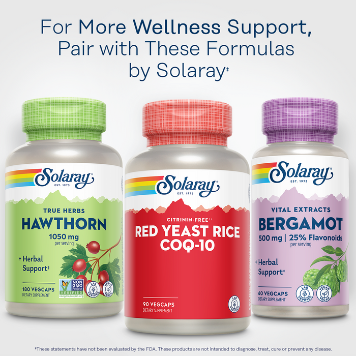 SOLARAY Red Yeast Rice with CoQ10 and Niacin (Vitamin B3) - High-Quality, Non-Irradiated Red Yeast Rice Plus CoEnzyme Q10 - Citrinin Free - 60-Day Guarantee, Lab Verified, 60 Servings, 60 VegCaps