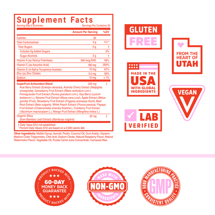 Zhou Nutrition Superfruit Multivitamin Gummies, 13 Natural Superfruits, Rich in Vitamin A, C, E, Zinc Gummies, Superfood Supplement, Immunity, Digestion & Energy, No Added Sugar, 60 Vegan Gummies