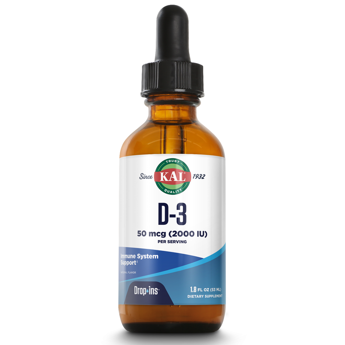 KAL Vitamin D3 2000 IU (50 mcg) DropIns - Liquid Vitamin D3 Drops - Bone Strength and Immune Support Supplement - Vegetarian, 60-Day Guarantee, Approx. 590 Servings, 1.8oz