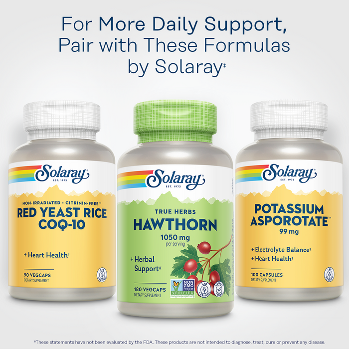 SOLARAY Hawthorn Berry Capsules 1050 mg - Soothing Herbal Support - Hawthorne Berry Supplement for Overall Wellness Support - Whole Berry, Vegan, Non-GMO, 60 Day Guarantee, 90 Servings, 180 VegCaps