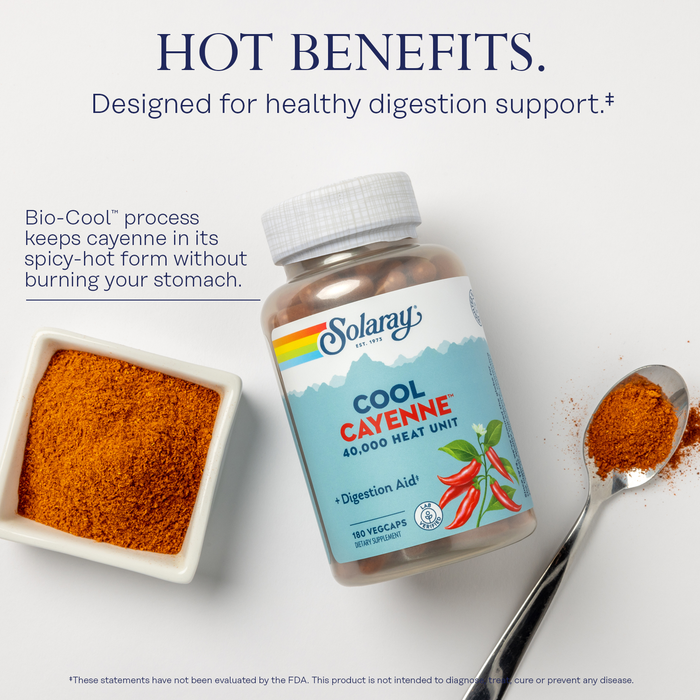 Solaray Cool Cool Cayenne 40,000 HU, Healthy Digestion, Circulation, & Cardiovascular Support 180 VegCaps