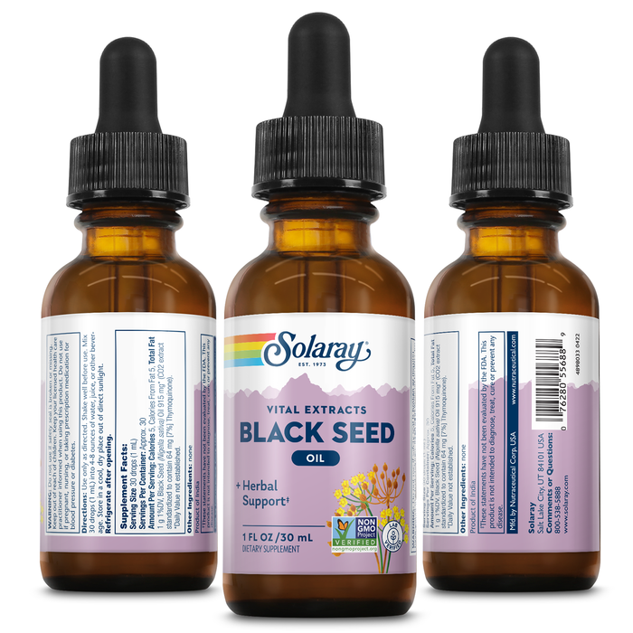 Solaray Black Seed Oil Extract - Cold Pressed Black Seed Oil - Super Antioxidant for Immune Support, Hair, Skin, Digestion, and Joints - Non-GMO, 60-Day Guarantee - Approx. 30 Servings, 1 FL OZ