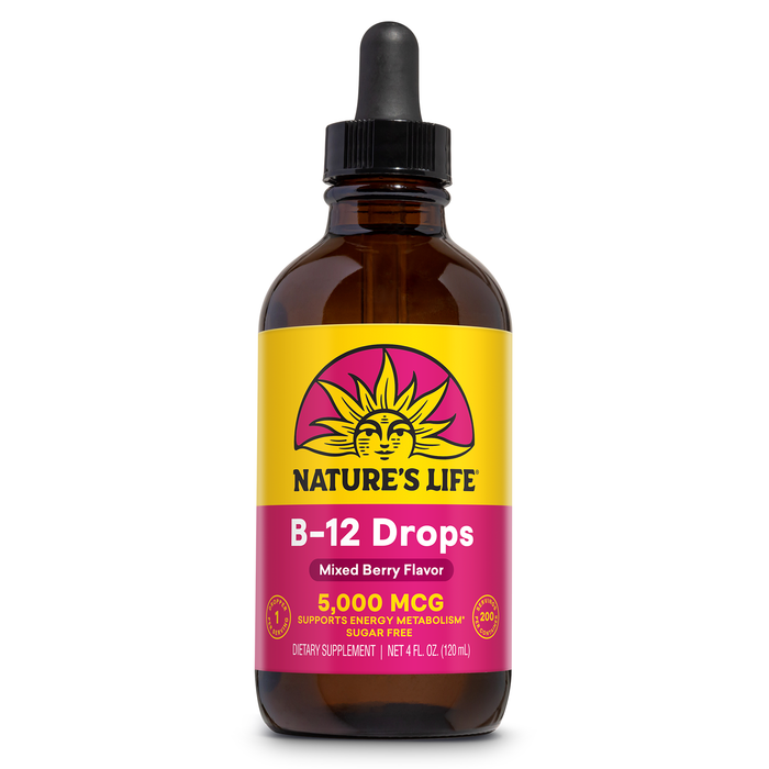 NATURE'S LIFE B12 Drops 5000 mcg - Vitamin B12 Methylcobalamin - Liquid B12 Supplement for Energy Metabolism, Nerve Function and Red Blood Cell Support – Natural Mixed Berry, Sugar Free