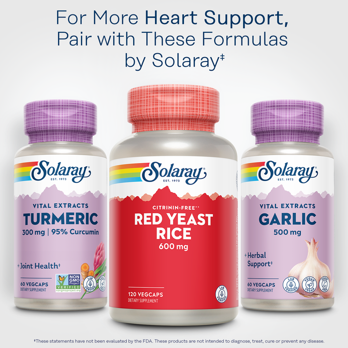 Solaray Red Yeast Rice, Healthy Heart Support, Citrinin-Free, 60 Day Money-Back Guarantee, 120 Servings, 120 VegCaps