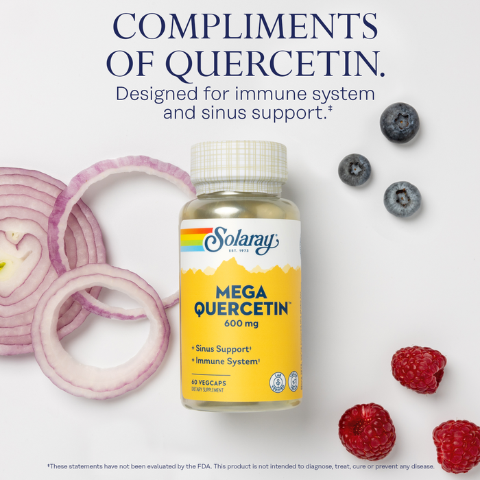 Solaray Mega Quercetin Healthy Cells, Heart, Circulatory & Respiratory System Support Bioflavonoids & AMPK Activator Non-GMO, Vegan 60 VegCaps