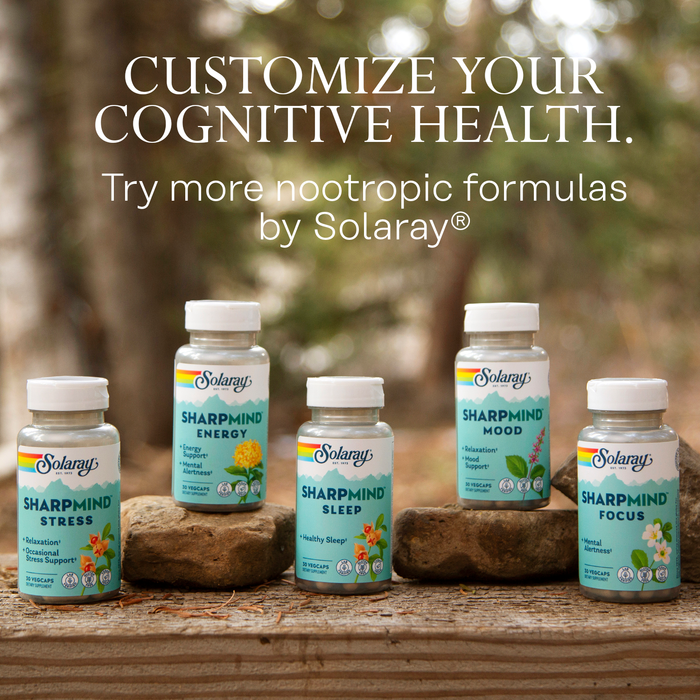 Solaray SharpMind, Cognitive Support Formula With Ginkgo Leaf, L-Dopa, Huperzine A & More for Healthy Brain, Mood & Memory Support 60 VegCaps