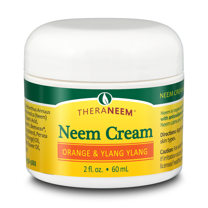 TheraNeem Naturals Neem Cream | Moisturizes Dry, Damaged & Sensitive Skin | Certified Organic Neem Oil & Leaf Extract | Orange & Ylang Ylang, 2 fl. oz