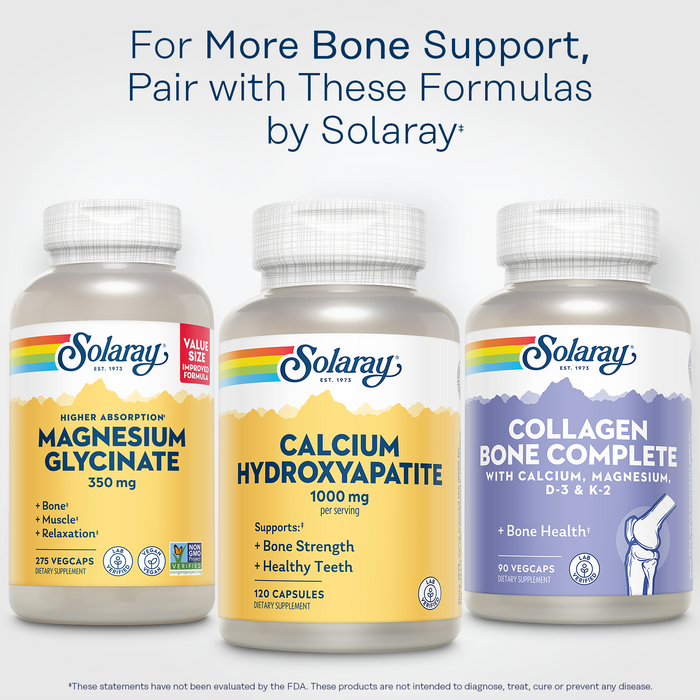 SOLARAY Calcium Hydroxyapatite Supplement - 1000 mg per Serving - Bone Strength and Healthy Teeth Support - Lab Verified, 60-Day Guarantee - 30 Servings, 120 Capsules