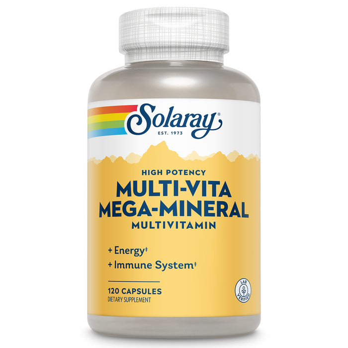 SOLARAY Multi-Vita Mega-Mineral Multivitamin for Women and Men with Vitamin D, Vitamin C, Magnesium, Zinc and More - Energy and Immune System Support - 60-Day Guarantee - 30 Servings, 120 Capsules