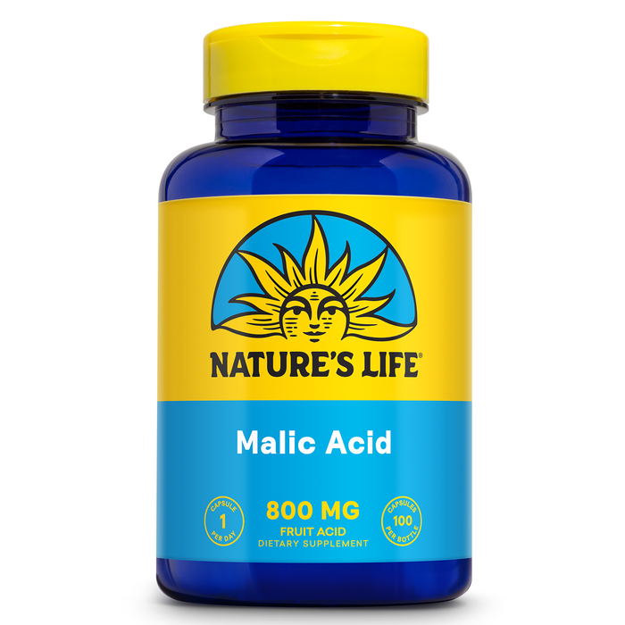 Nature's Life Malic Acid Supplement 800 mg - Healthy Muscle Function and Cellular Energy Support - Dietary Fruit Acid - 60-Day Money Back Guarantee, Lab Verified