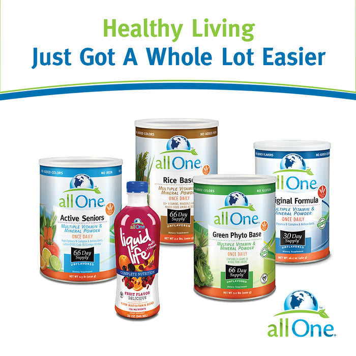 Lifetime allOne Green Phyto Base Multiple Vitamin and Mineral Powder, Unflavored, Wholesome Greens & Rice Protein, Non-GMO & Gluten Free, 60 Day Money-Back Guarantee, 66 Servings, 2.2 lbs (30 Servings)