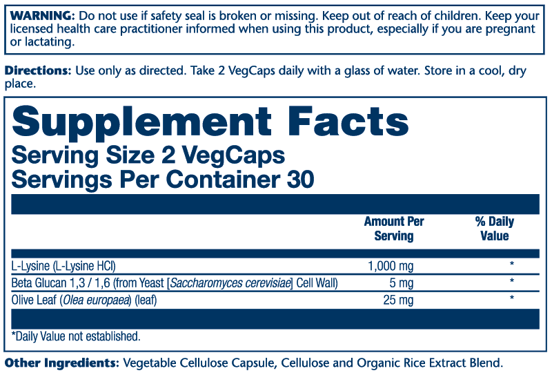 L-Lysine with Beta Glucan 1000mg