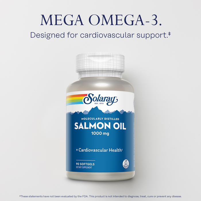 Solaray Salmon Oil - Molecularly Distilled Fish Oil Supplements - Omega 3 Fish Oil - Cardiovascular Support - Lab Verified, 60-Day Guarantee - 90 Servings, 90 Softgels