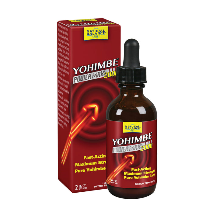 Natural Balance Yohimbe PowerMax 2000 | Maximum Strength Drops w/ Pure Yohimbe Bark | Sexual Energy & Virility Supplement | Unflavored | 2oz, 29 Serv.