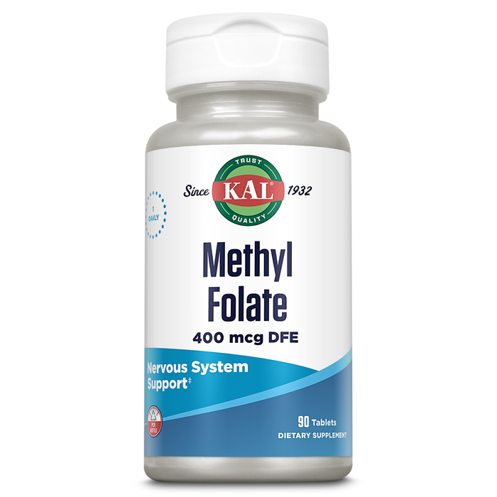 KAL Methyl Folate 400 mcg DFE, 5-MTHF Active Form Vitamin B9, Folic Acid Supplement, Heart Health, Prenatal, Mood and Brain Support, Fast Dissolving ActivTab, 60-Day Guarantee, 90 Servings, 90 Tablets