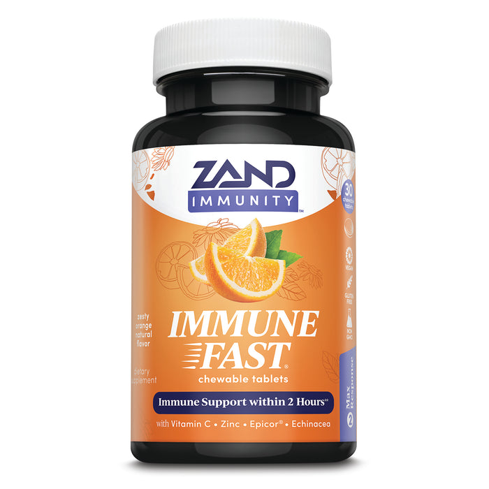 Zand Immune Fast Chews | Boosts Immune Response & Cell Activity w/ EpiCor* & Vitamin C (Orange, 30 Count)