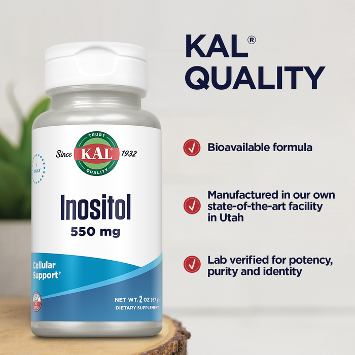 KAL Inositol Powder 550mg | Brain, Nervous System & Mood Support, Healthy Glucose Metabolism