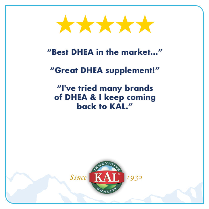 KAL DHEA 25 mg | 99.5% Pure & Micronized | Healthy Balance & Aging Support Formula for Men & Women | Lab Verified & Vegetarian | 60 Tablets