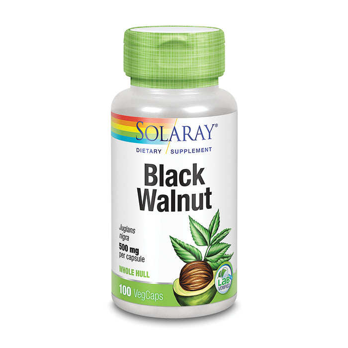 Solaray Black Walnut 500 mg | Whole Hull | Healthy Digestive & Intestinal Wellness Support | Non-GMO, Vegan & Lab Verified | 100 VegCaps