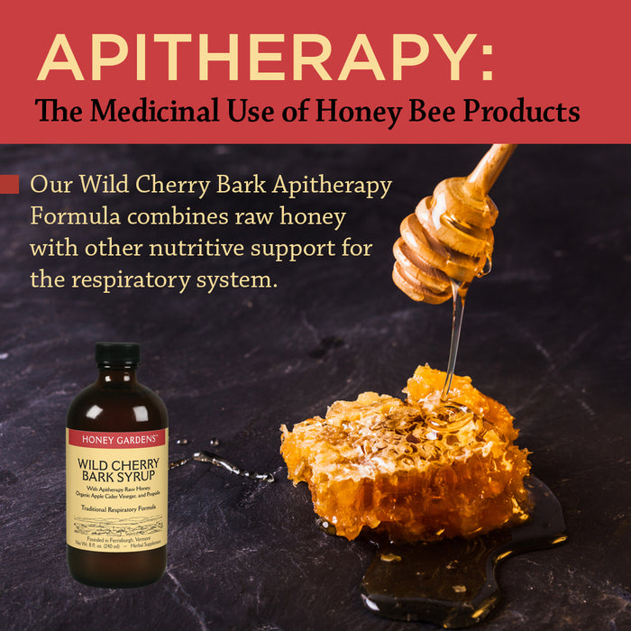 Honey Gardens Wild Cherry Bark Syrup with Apitherapy Raw Honey, Propolis & Wild Crafted Herbs | Traditional Respiratory Formula