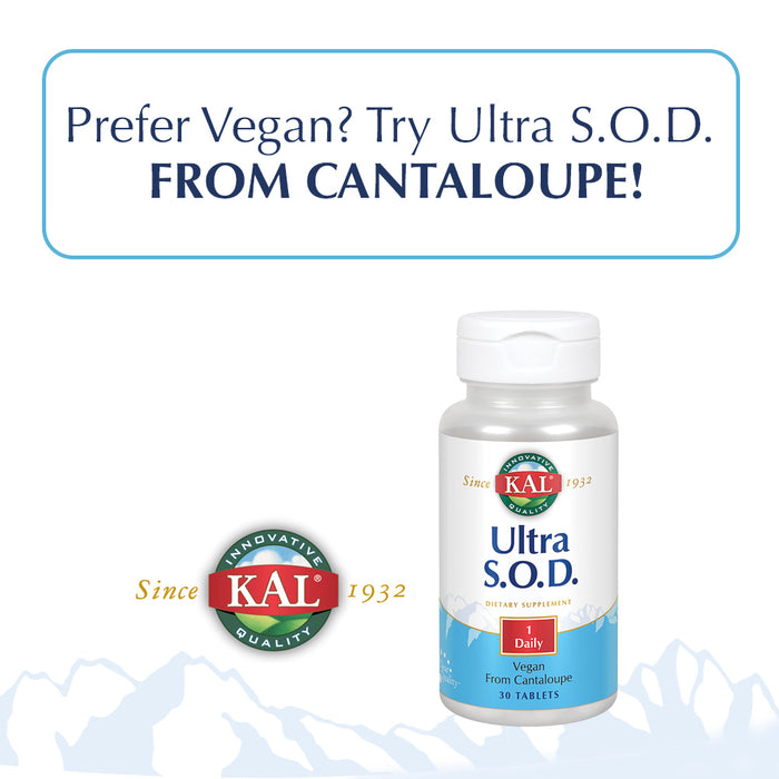 KAL S.O.D. 2000 | Superoxide Dismutase | Antioxidant Activity | Enteric Coated for Maximum Assimilation | Lab Verified | 50 Tablets