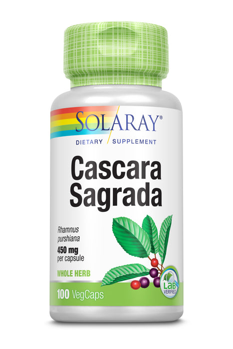 Solaray Cascara Sagrada Bark, Veg Cap (Btl-Plastic) 450mg 100ct