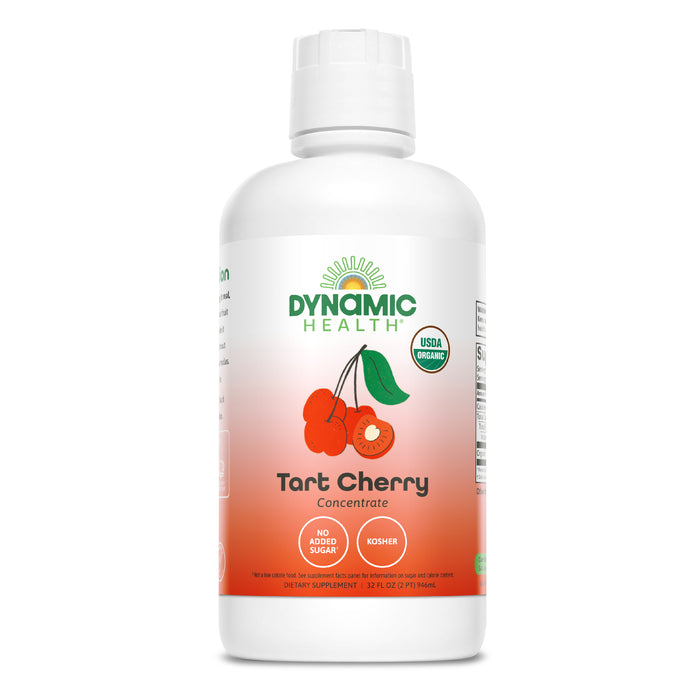 Dynamic Health Organic Tart Cherry Juice, Unsweetened 100% Juice Concentrate, Antioxidants Supplement, No Sweeteners or Additives, Vegan, Gluten Free, BPA Free