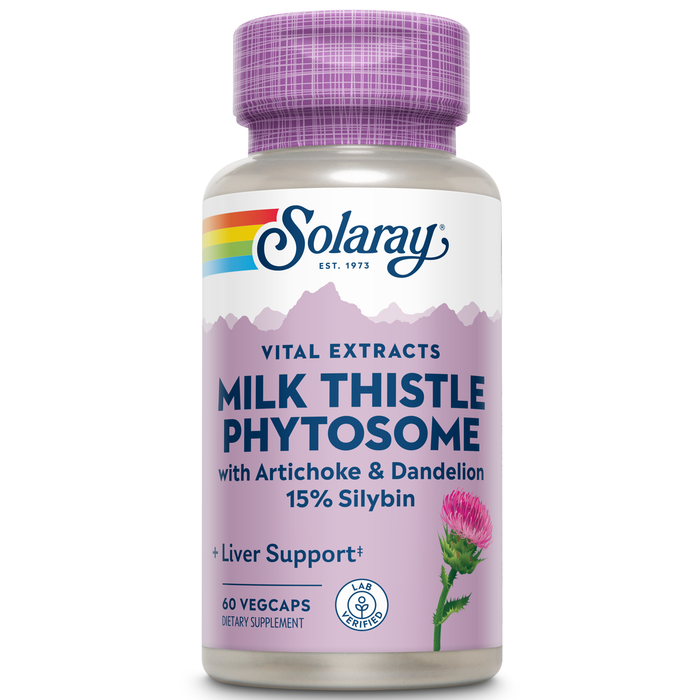 Solaray Milk Thistle Phytosome with Artichoke, Dandelion, and Ginger - Milk Thistle Extract Supplying 15% Silybin - Liver Supplement - 60-Day Guarantee, Lab Verified - 60 Servings, 60 VegCaps