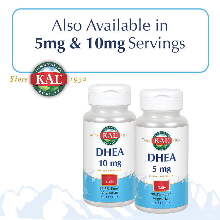 KAL DHEA 25 mg | 99.5% Pure & Micronized | Healthy Balance & Aging Support Formula for Men & Women | Lab Verified & Vegetarian | 30 Tablets