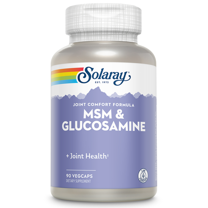 Solaray MSM & Glucosamine - Healthy Joint Support Supplement for Flexibility and Range of Motion - Vitamin C for Enhanced Absorption - Lab Verified - 60-Day Guarantee - 45 Servings, 90 VegCaps