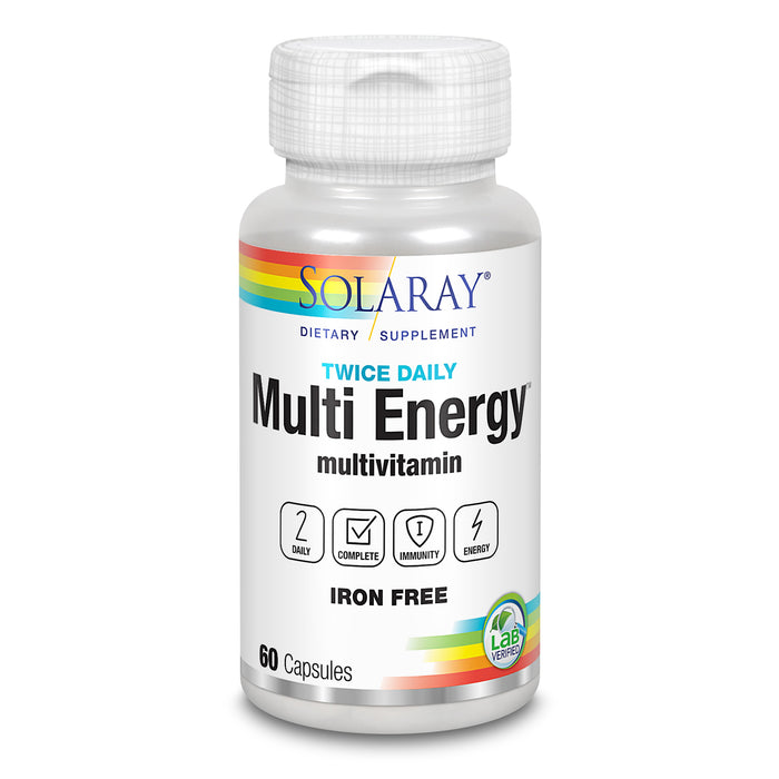 Solaray Twice Daily Multi Energy Multivitamin, Iron Free | Complete Multi for Immune & Energy Support | Non-GMO | 120ct