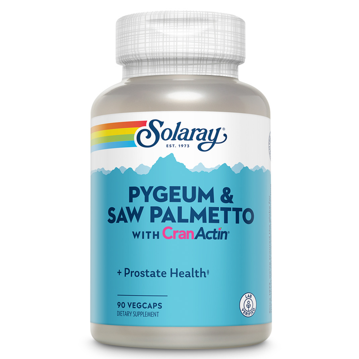 Solaray Pygeum and Saw Palmetto with CranActin - Prostate Health Supplement with Pygeum Bark, Saw Palmetto Extract and Cranberry Extract, Lab Verified, 60-Day Guarantee, 30 Servings, 180 VegCaps