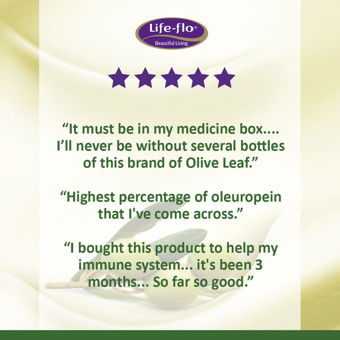 Life-Flo Olive Leaf Plus | Olive Leaf Extract W/ 22% Oleuropein | For Healthy Immune Function, Energy & Vitality Support | No Gluten | 60 Veg Caps