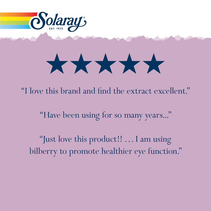 Solaray Bilberry Berry Extract 42 mg, Eye Health & Circulation Support, With 36% Anthocyanosides, Vegan, 120 VegCaps