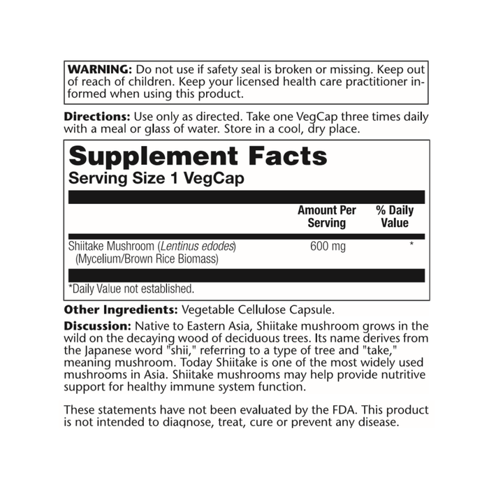 Solaray Shiitake Mushroom 600 mg | 100 Count