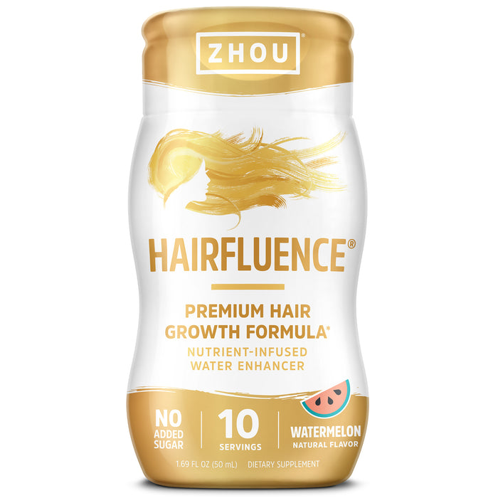 Zhou Hairfluence Water Enhancer | Premium Hair Growth Formula | 1.69 fl oz, 10 Servings